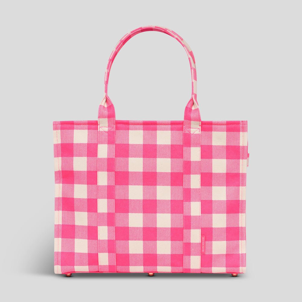 Neon Pink Canvas Tote Bag Large Carry all Bag Bon Maxie BON MAXIE