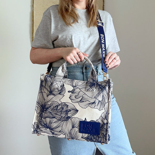 Mini Bon Vivant Tote Bag in Navy Floral Mini Carry all Bon