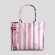 Large Bon Vivant Structured Tote Bag -- Blush Stripe