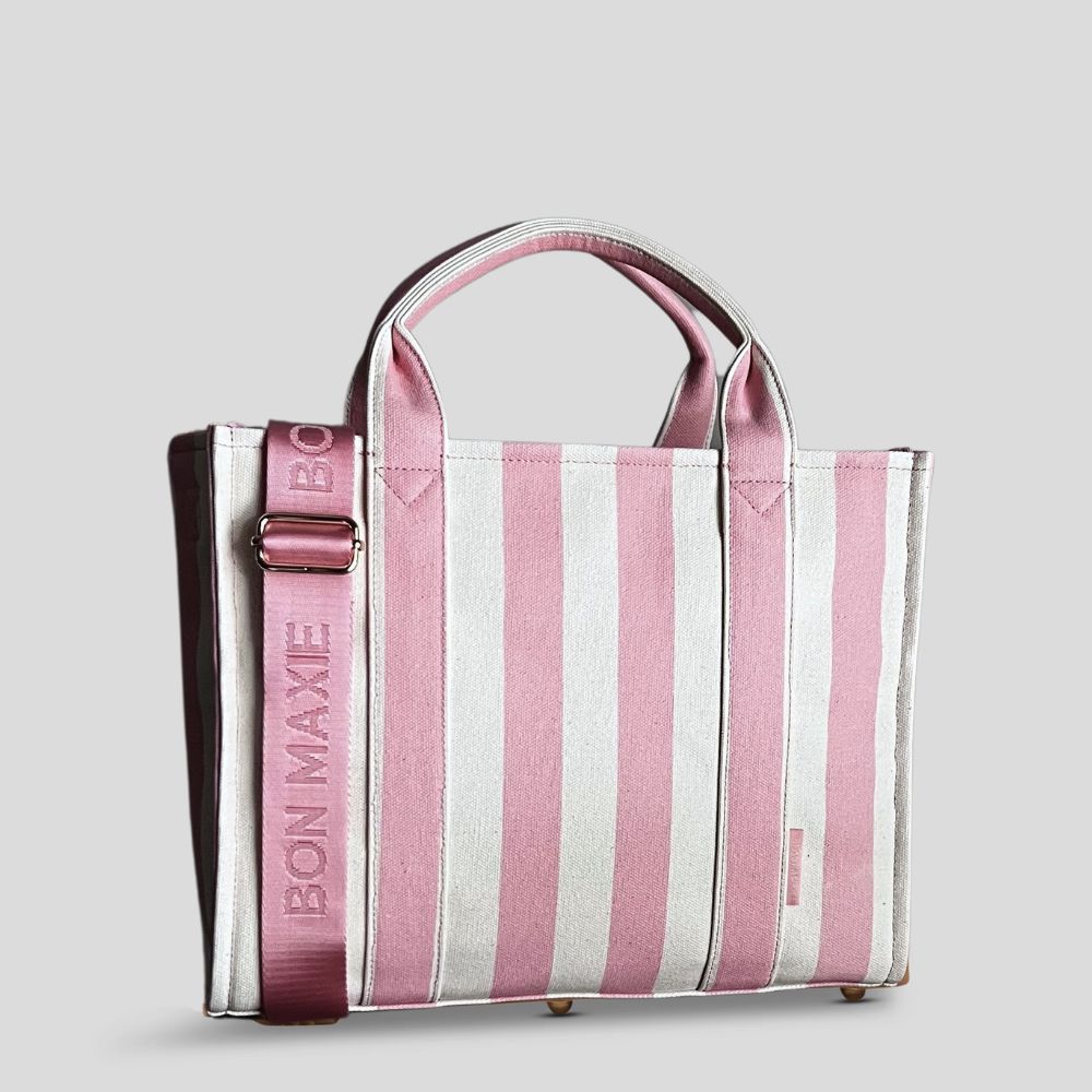 Small Bon Vivant Structured Tote Bag -- Blush Stripe