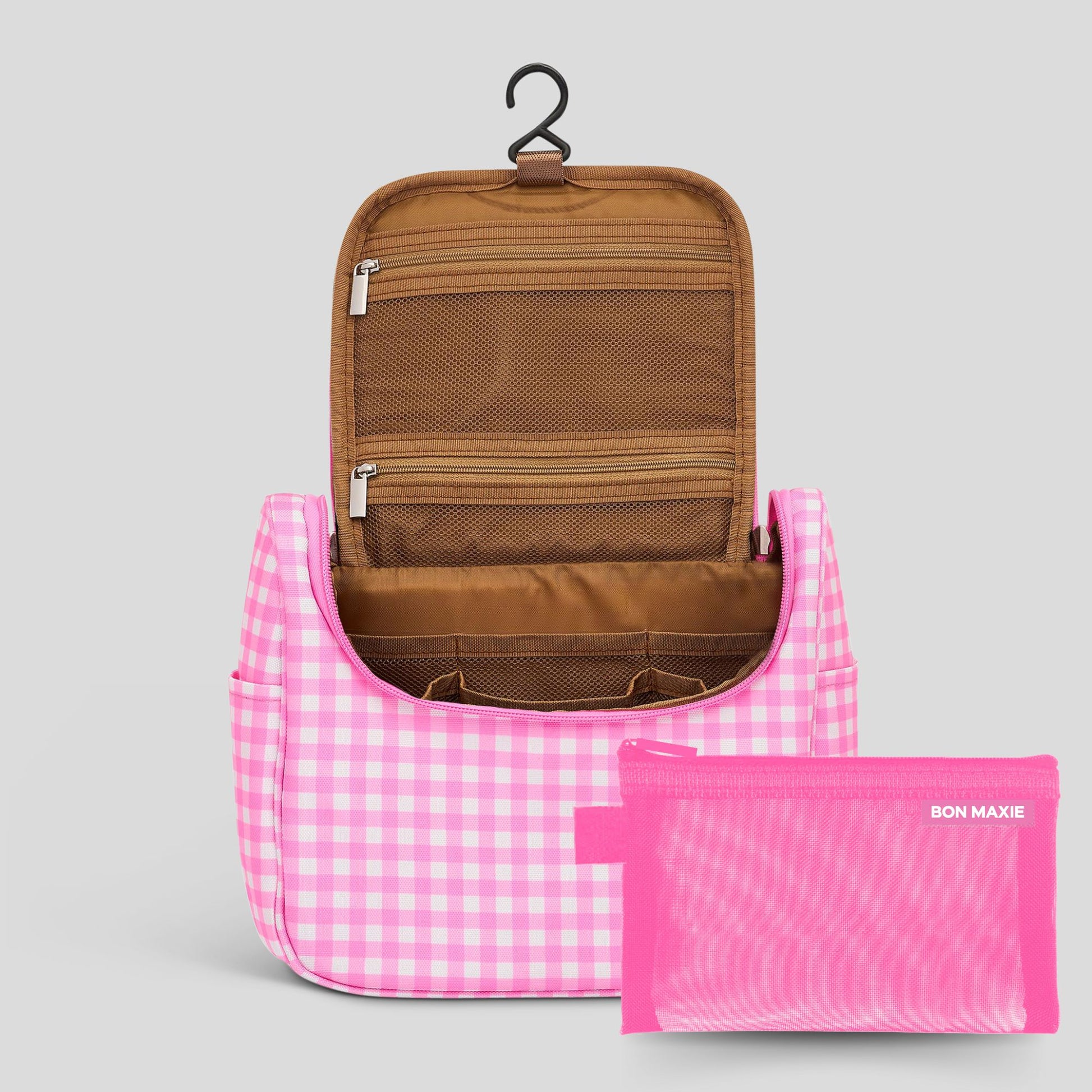 Bon Voyage Travel Toiletry Bag Set -- Pink Gingham