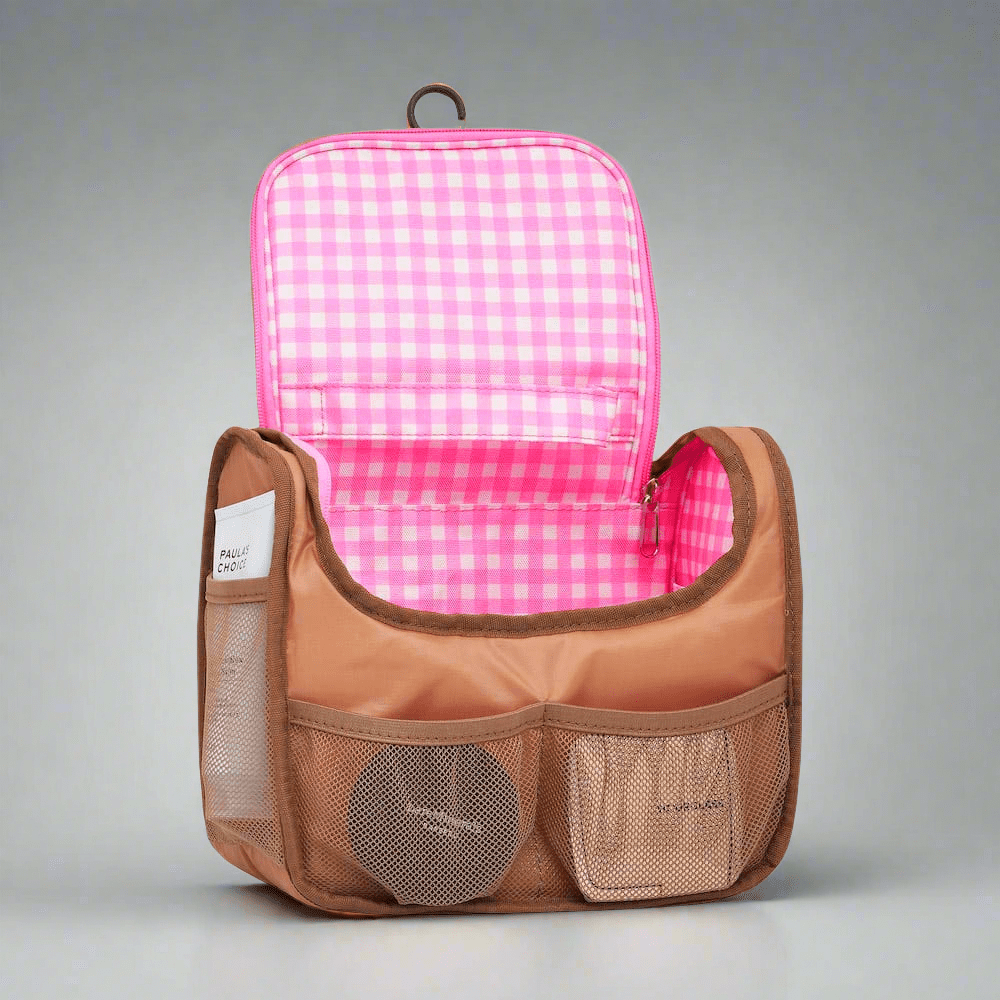 Bon Voyage Travel Toiletry Bag - Pink Gingham Toiletry Bags