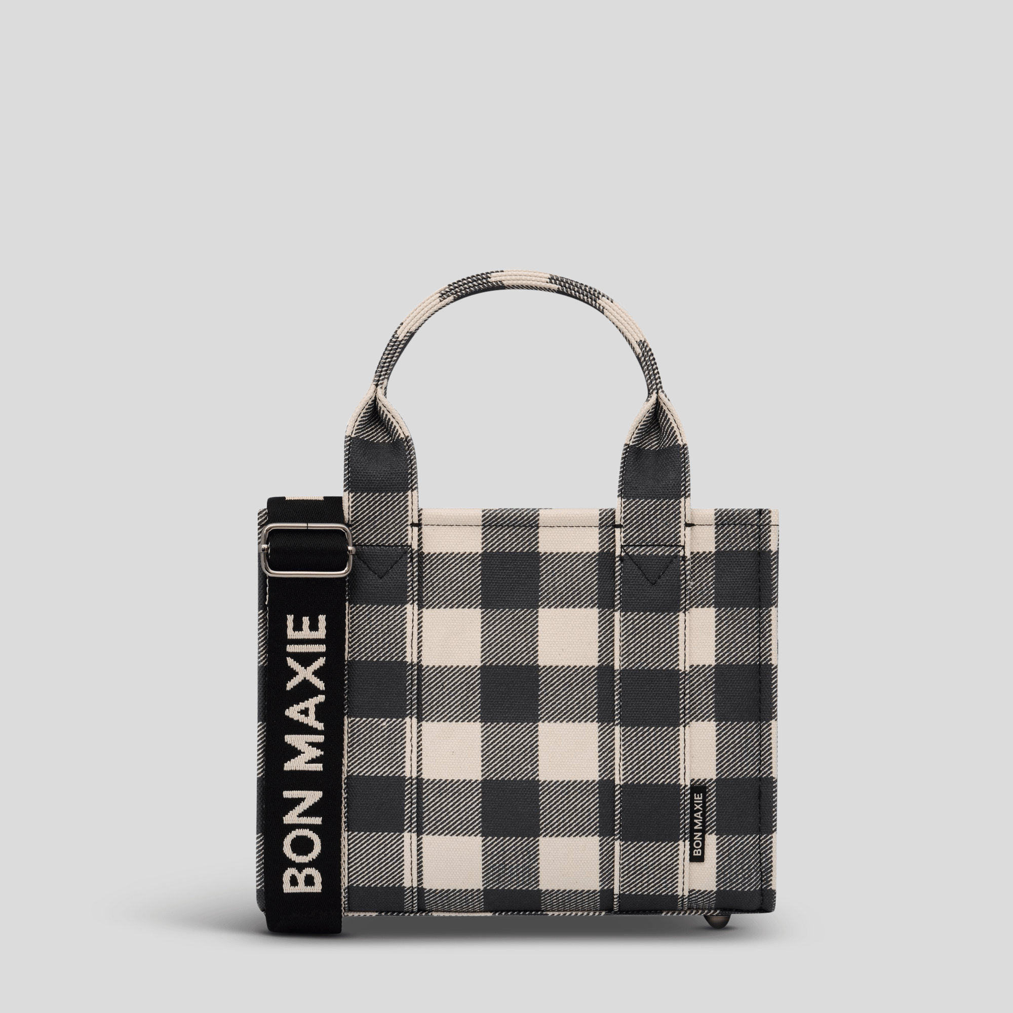 Micro Bon Vivant Structured Tote Bag - Black Gingham Tote Bag