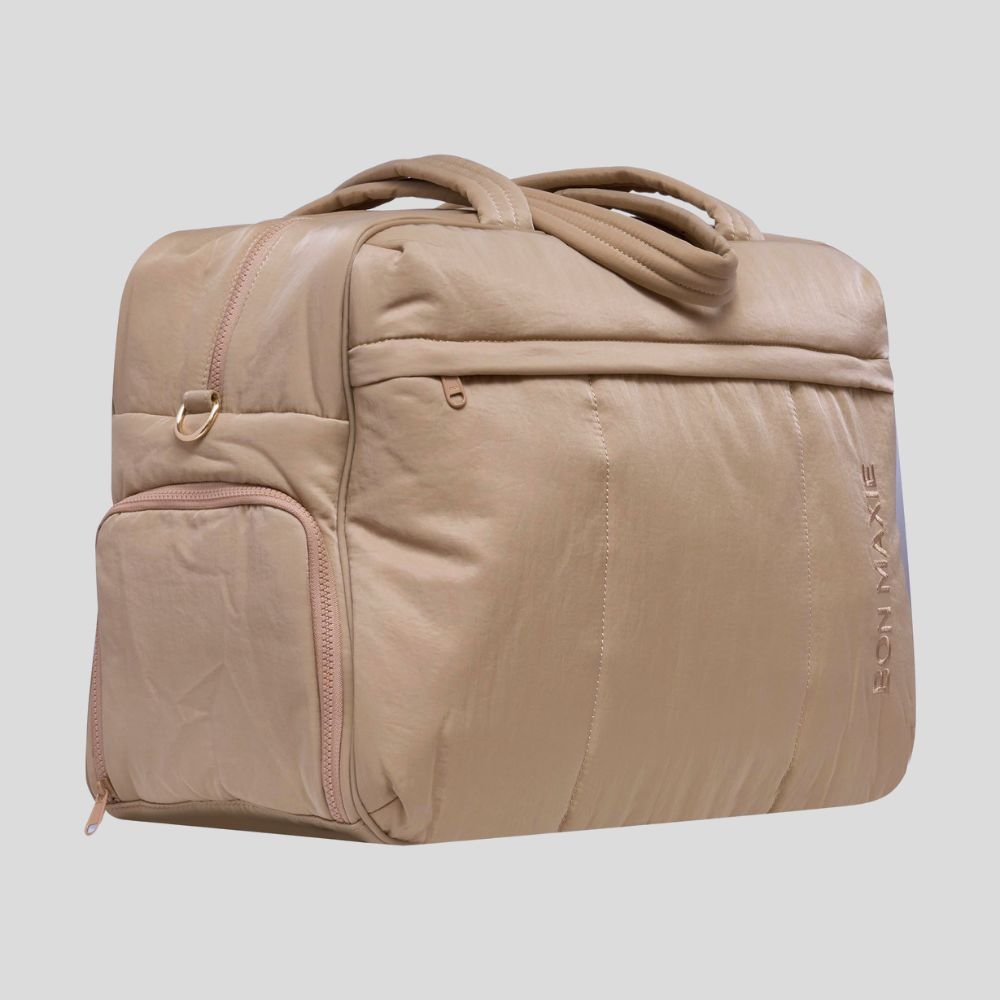 Weekender Puffy Duffel Bag in Tan BON MAXIE