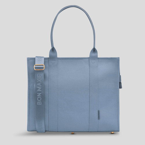 Large Bon Vivant Structured Tote Bag -- Denim Blue