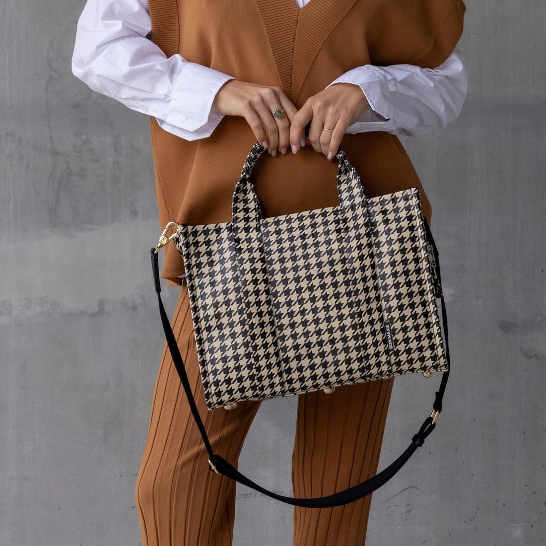 Get Organised Small Tote Bundle - Black Houndstooth Value Bundles Brushed Gunmetal