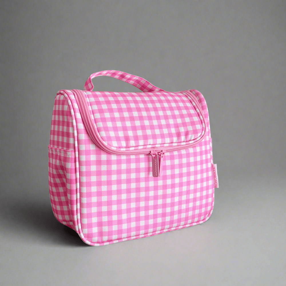 Bon Voyage Travel Toiletry Bag - Pink Gingham Toiletry Bags