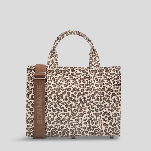 Small Bon Vivant Structured Tote Bag -- Mini Tote Leopard/Tan