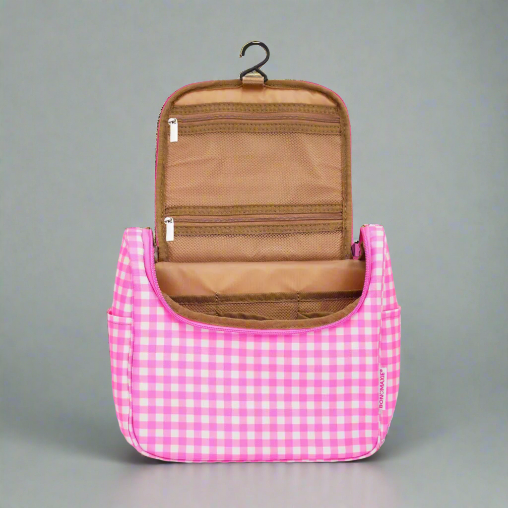 Bon Voyage Travel Toiletry Bag -- Pink Gingham