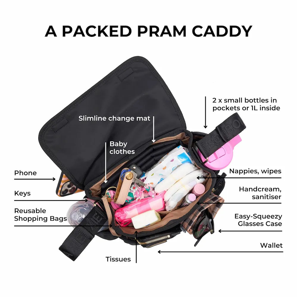 Carryall Pram Caddy -- Black Nylon