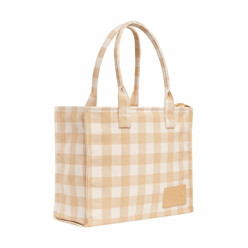 Large Bon Vivant Structured Tote Bag - Almond Gingham Bags