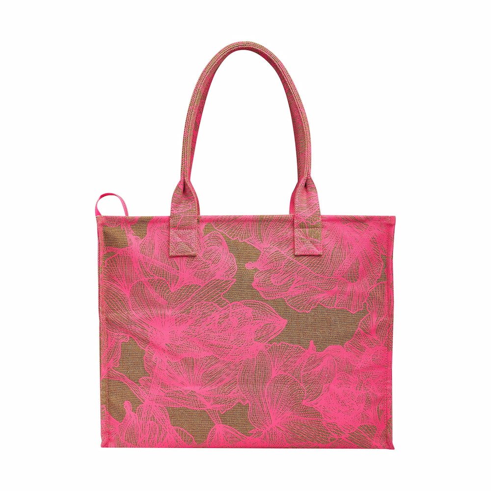 Large Bon Vivant Tote Bag - Neon Pink/Tan Floral Bags