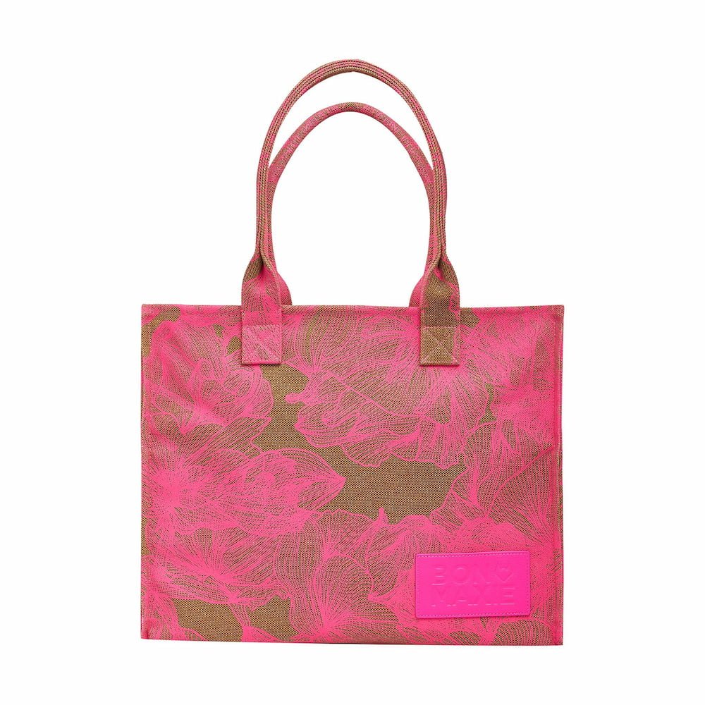 Large Bon Vivant Tote Bag - Neon Pink/Tan Floral Bags