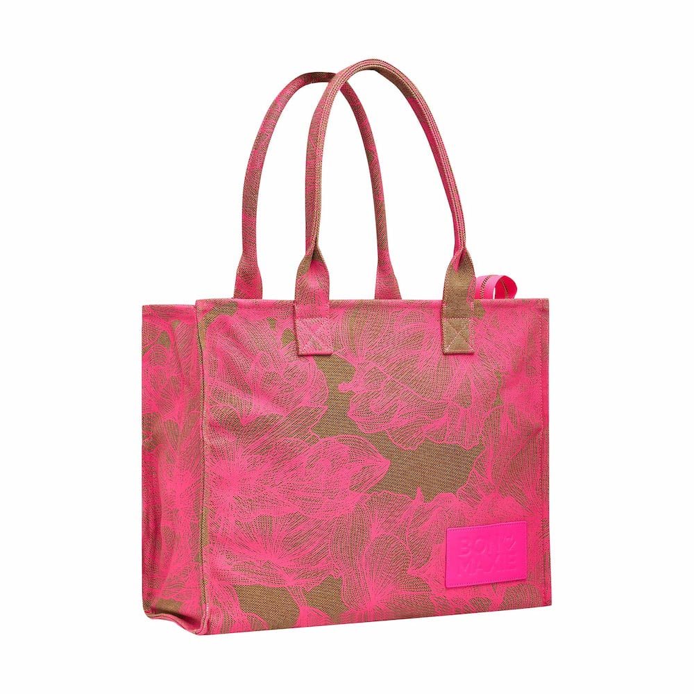 Large Bon Vivant Tote Bag - Neon Pink/Tan Floral Bags