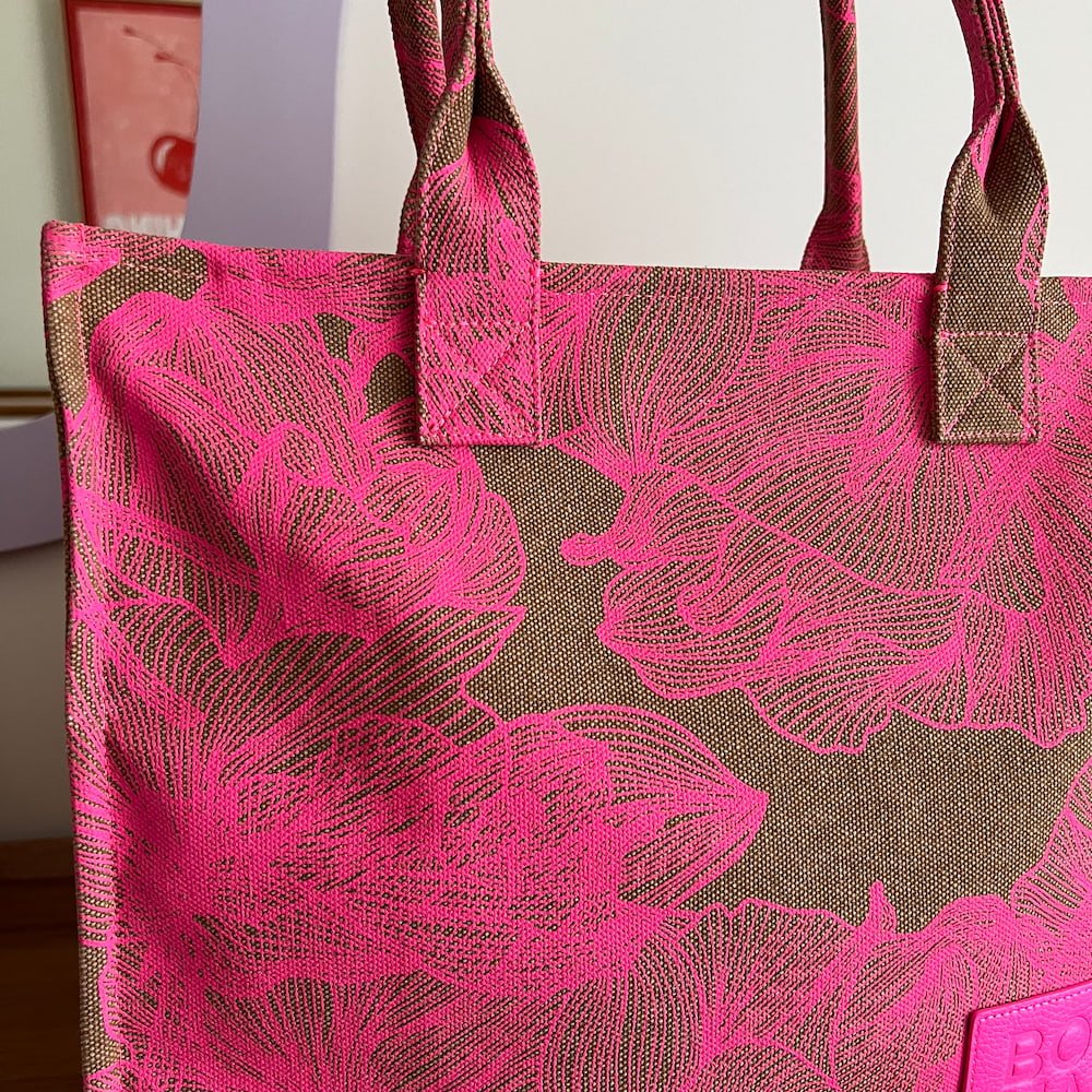 Large Bon Vivant Tote Bag - Neon Pink/Tan Floral Bags