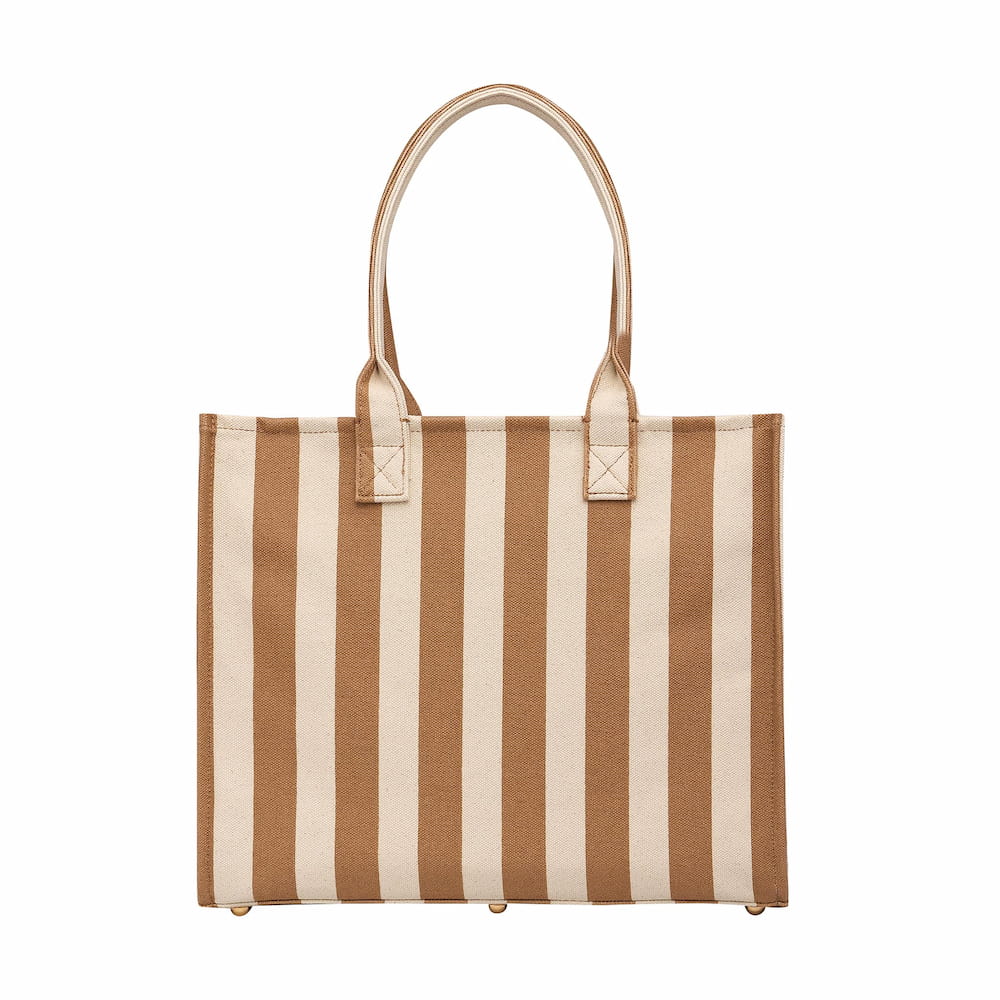 Large Bon Vivant Structured Tote Bag - Tan Stripe Bags