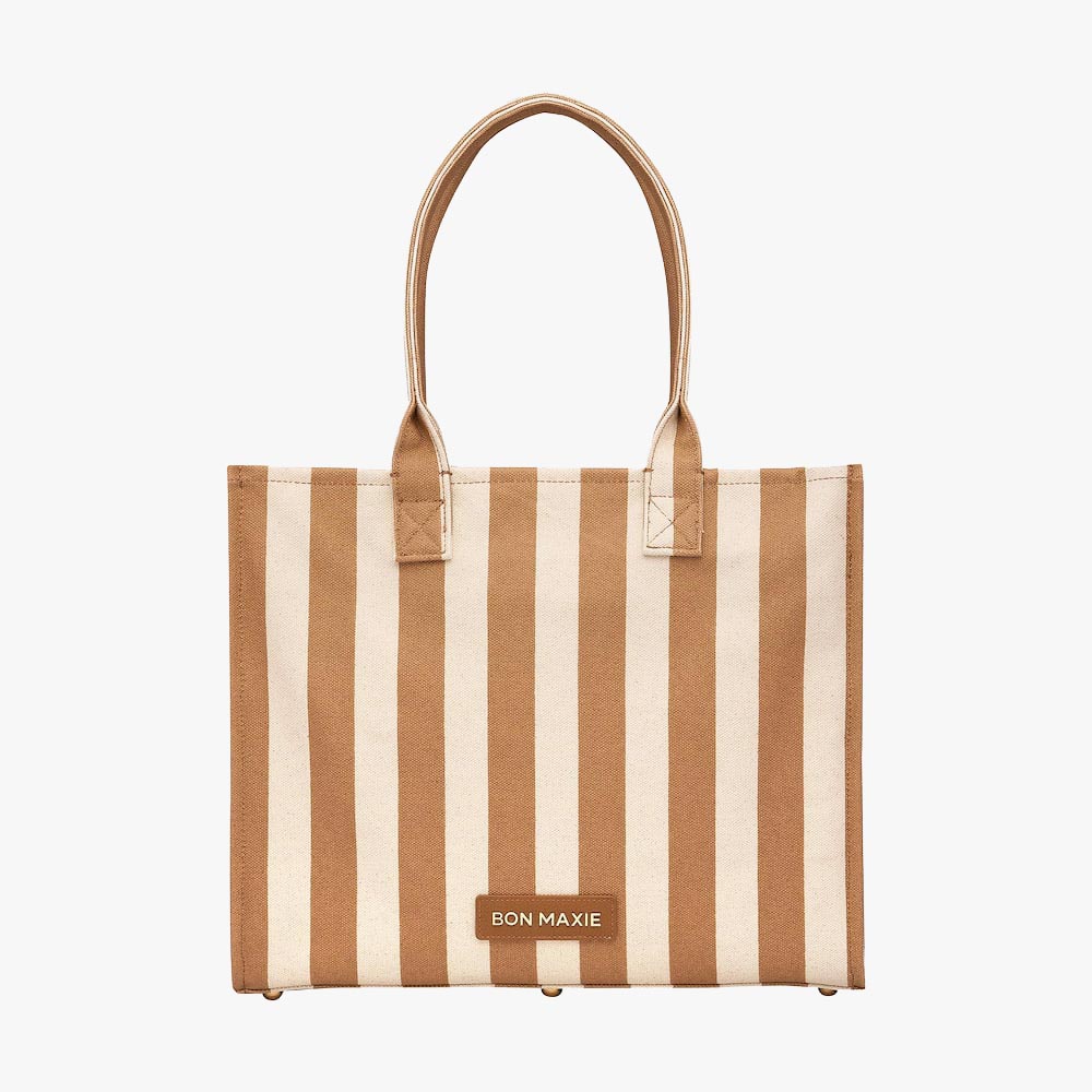 Bon Vivant Structured Tote Bag -- Tan Stripe
