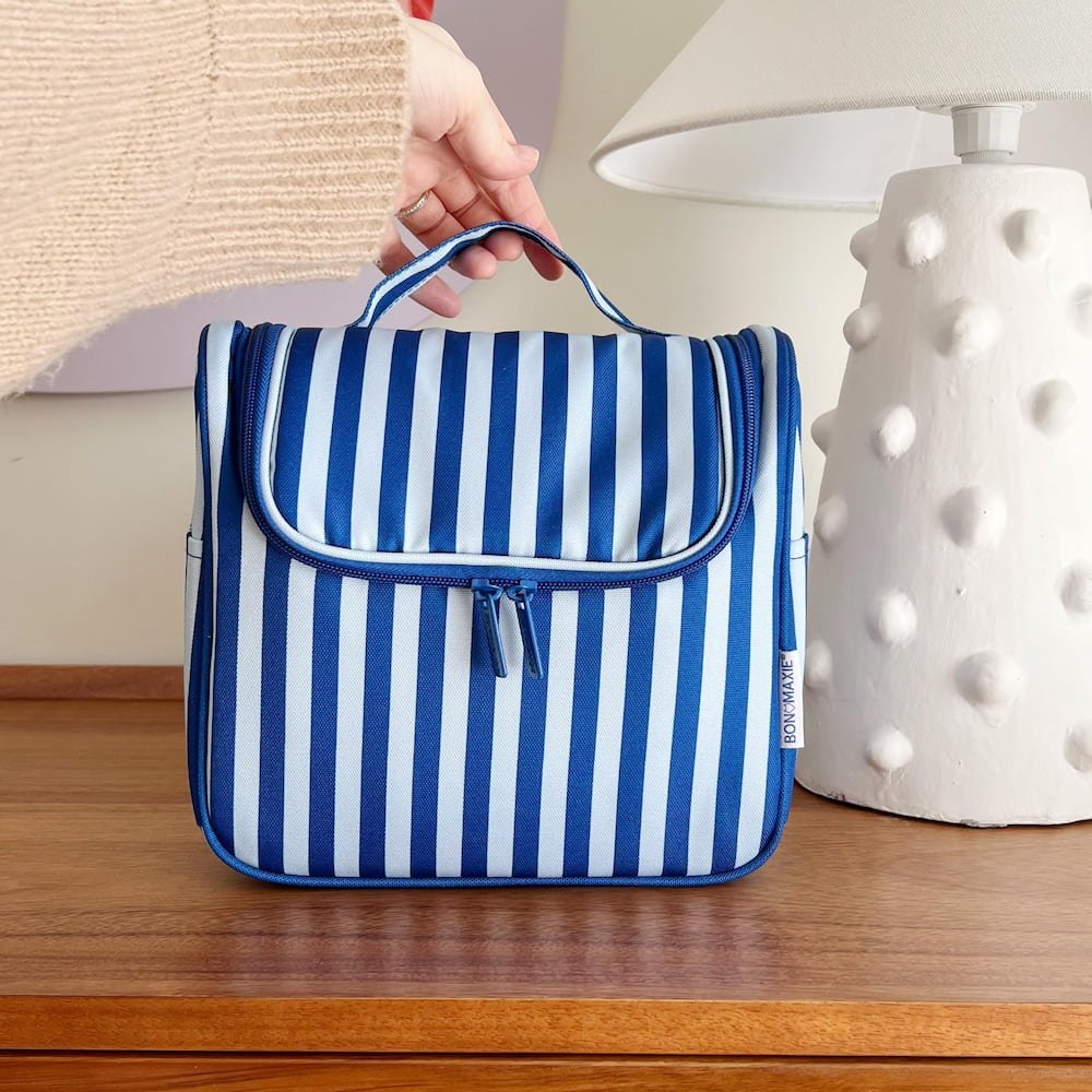 Bon Voyage Travel Toiletry Bag - Blue Stripes Toiletry Bags