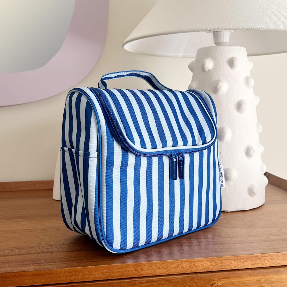 Bon Voyage Travel Toiletry Bag - Blue Stripes Toiletry Bags