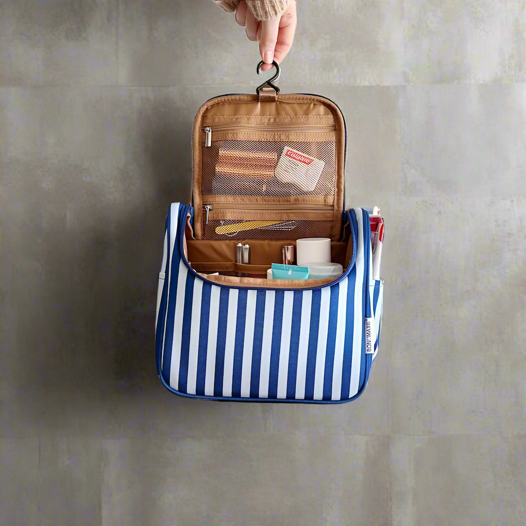 Bon Voyage Travel Toiletry Bag Set -- Blue Stripes