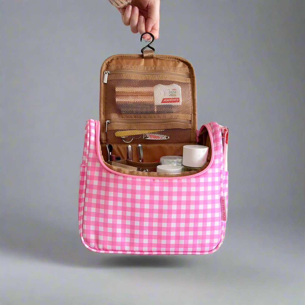 Bon Voyage Travel Toiletry Bag - Pink Gingham Toiletry Bags