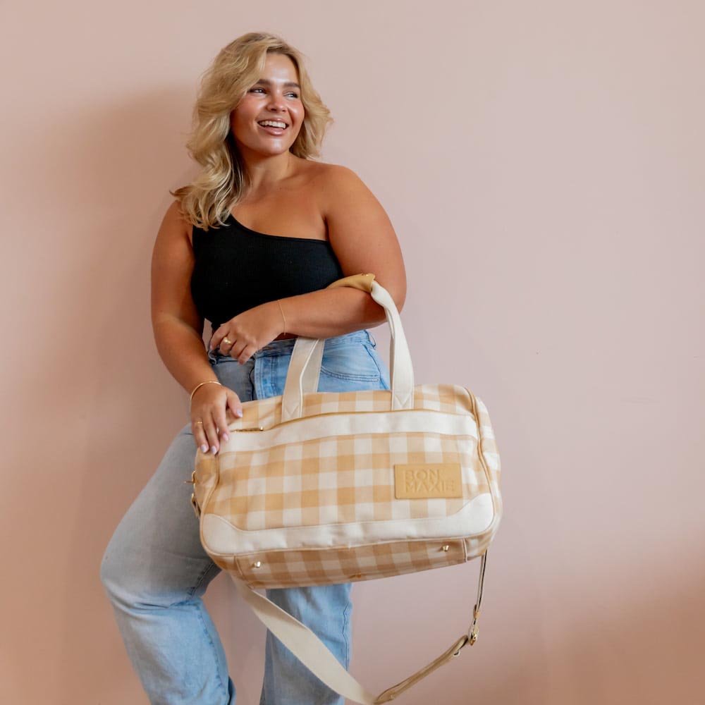 Bon Voyage Weekender Bag - Almond Gingham Bags