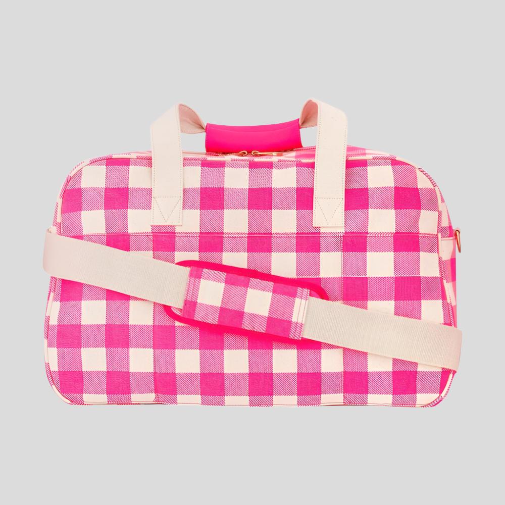 Bon Voyage Weekender Bag - Neon Pink Gingham Bags