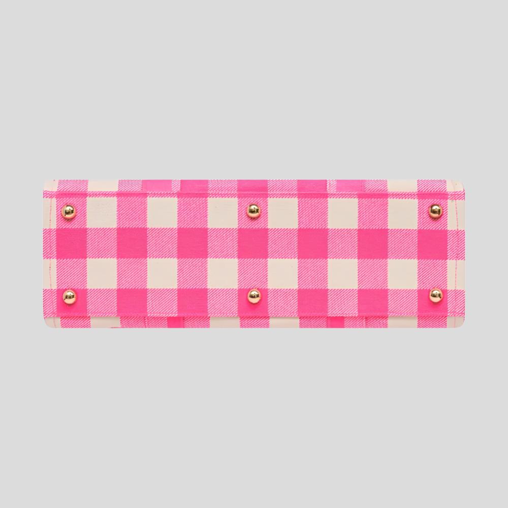 Large Bon Vivant Structured Tote Bag - Neon Pink Gingham Bags