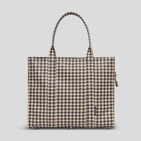 Large Bon Vivant Structured Tote Bag - Black Houndstooth Bags