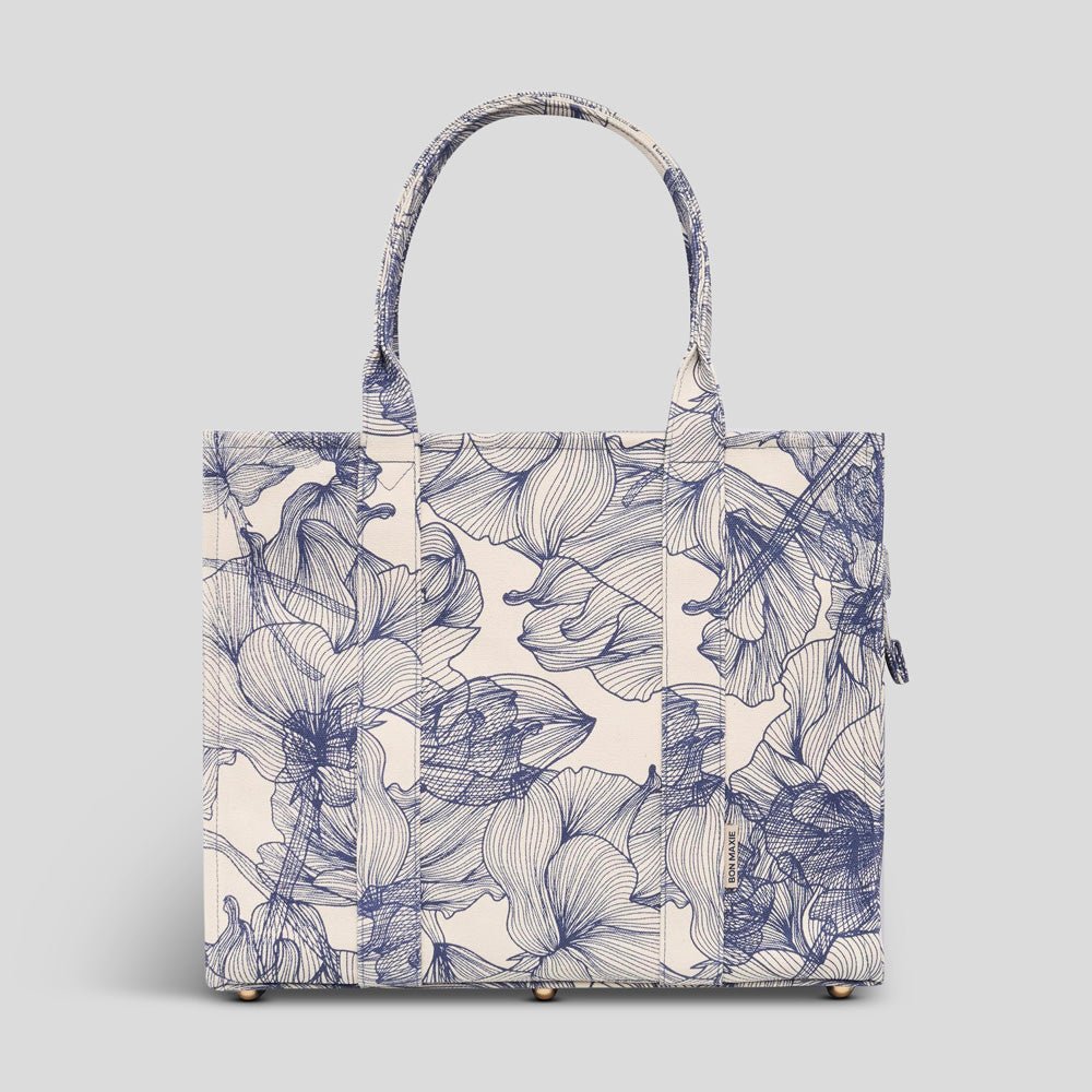 Large Bon Vivant Structured Tote Bag - Navy Floral Bags