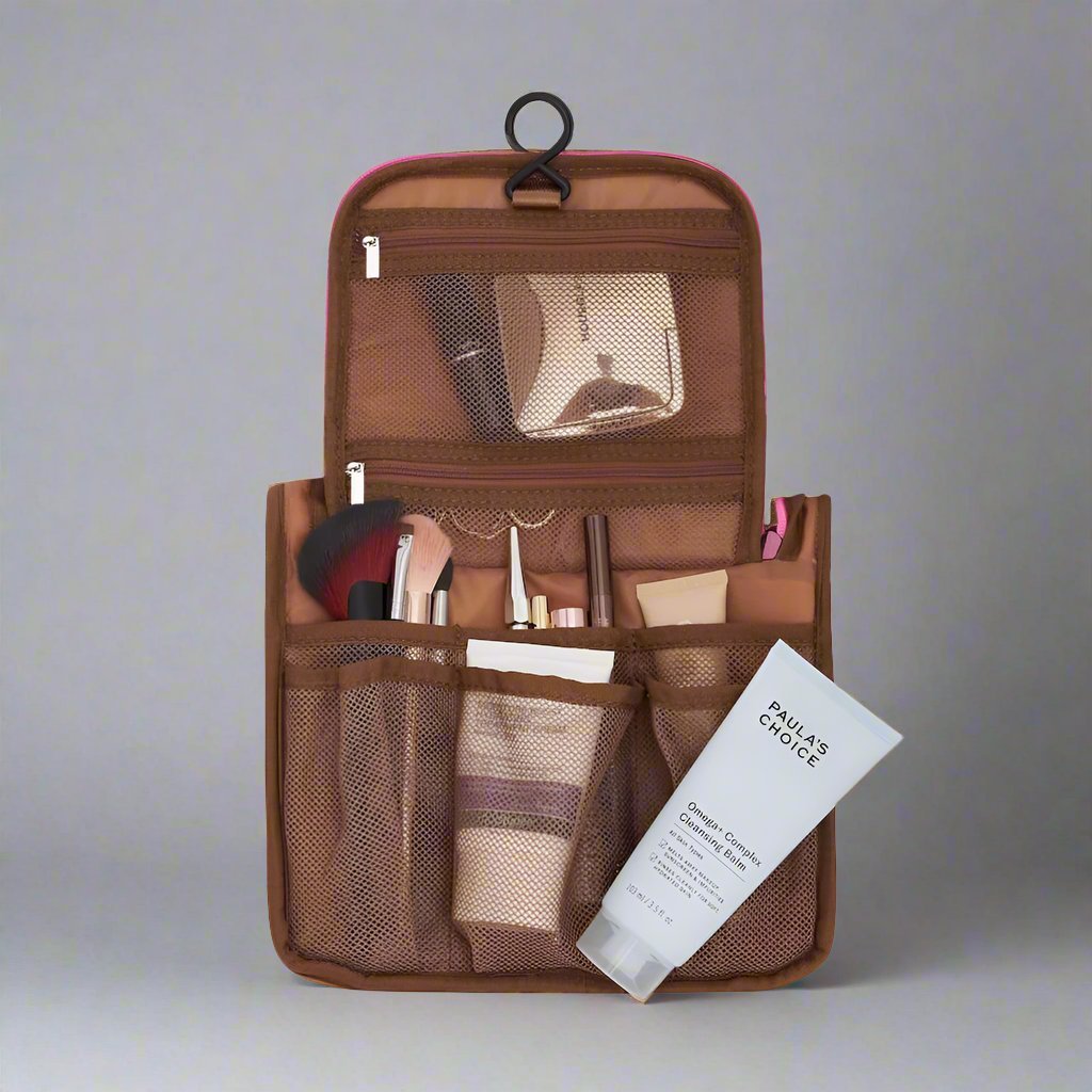 Bon Voyage Travel Toiletry Bag - Pink and Red Stripe Toiletry Bags