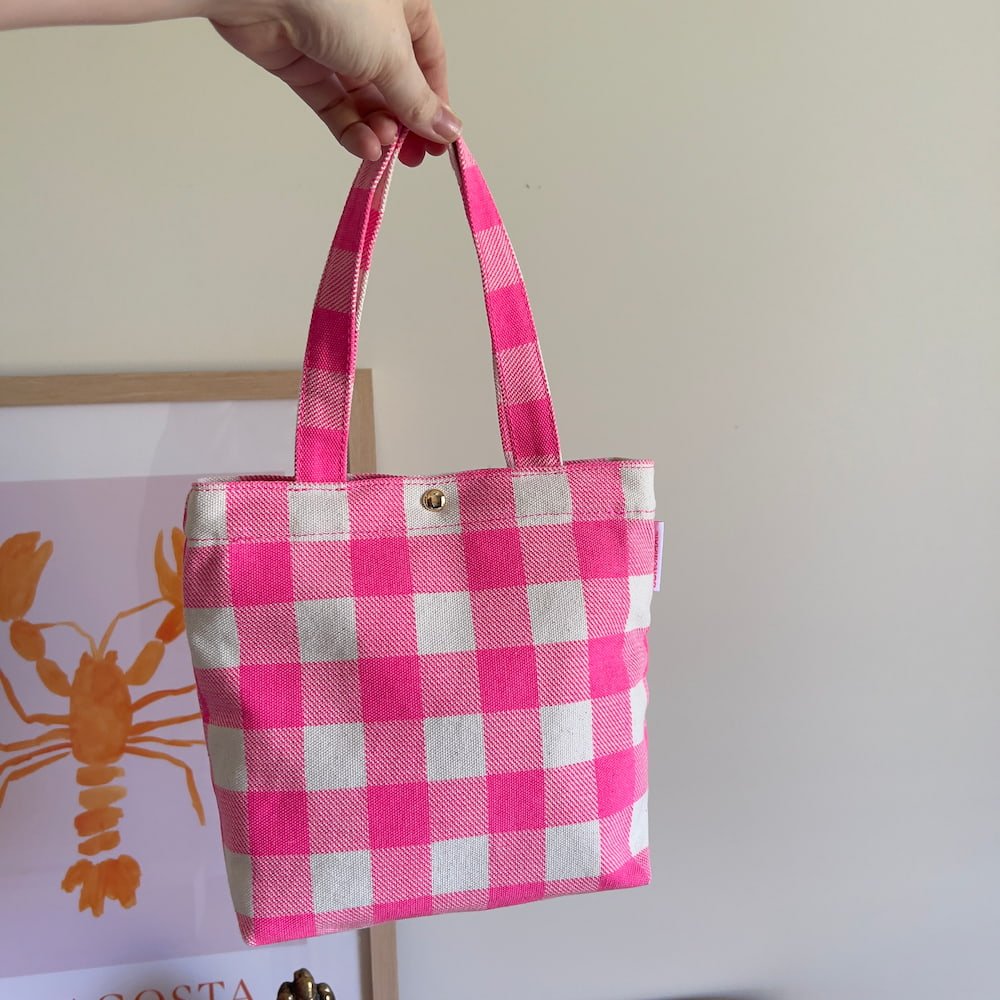 Mini Bonnie Tote Bag - Neon Pink Gingham Bags