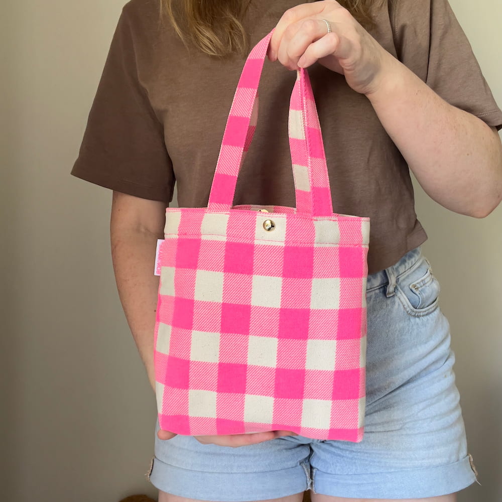 Mini Bonnie Tote Bag - Neon Pink Gingham Bags