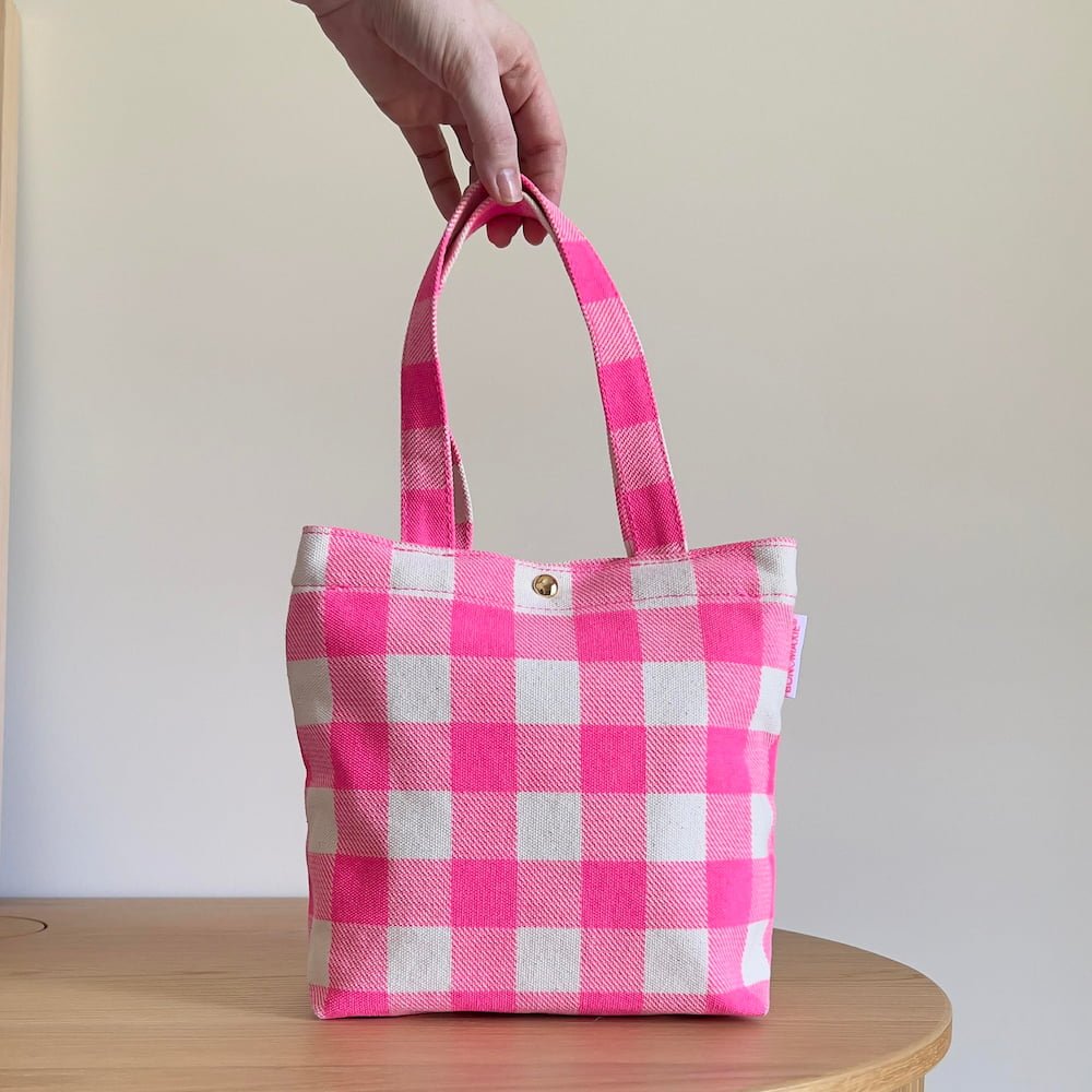 Mini Bonnie Tote Bag - Neon Pink Gingham Bags