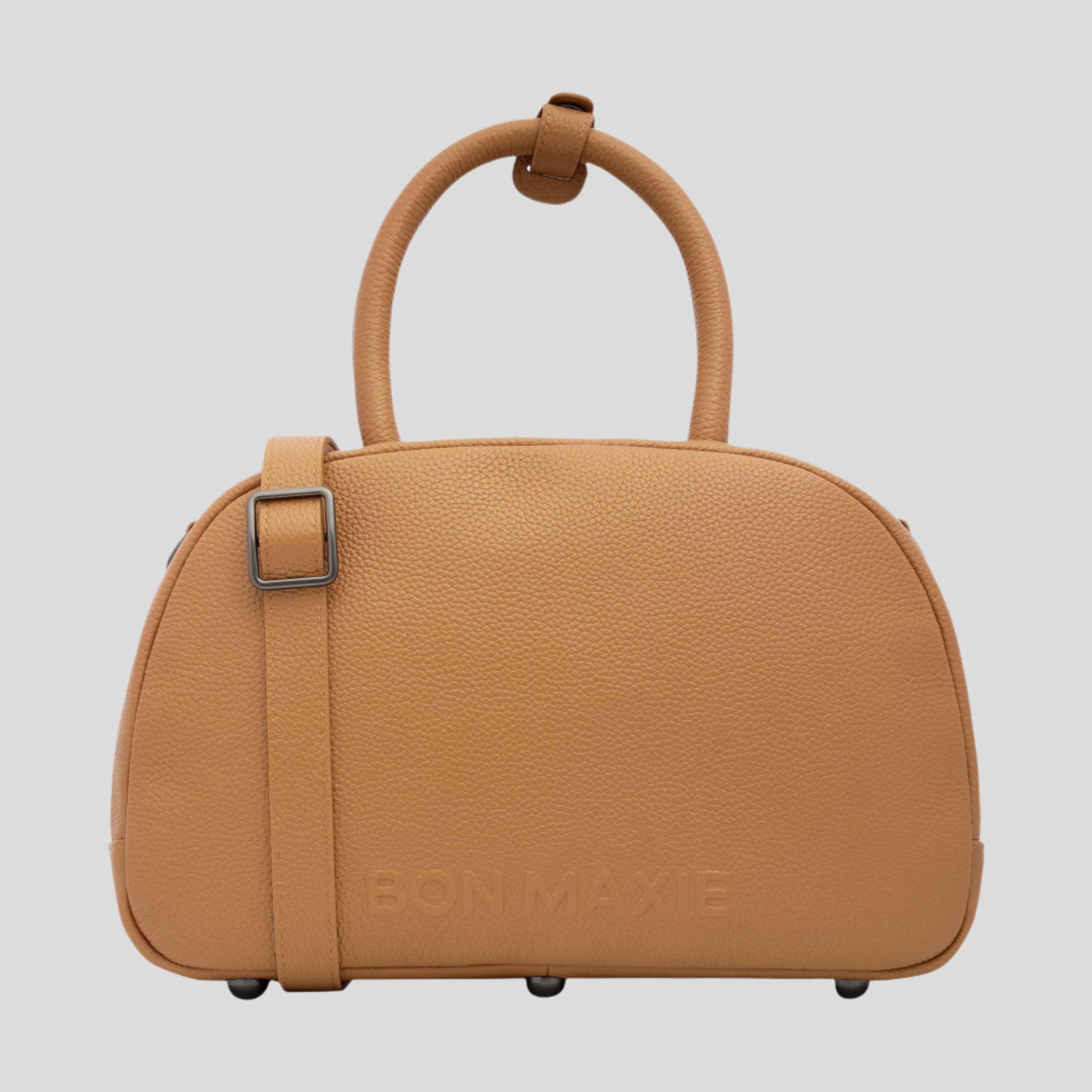 Bowler Crossbody Top Handle Bag -- Tan