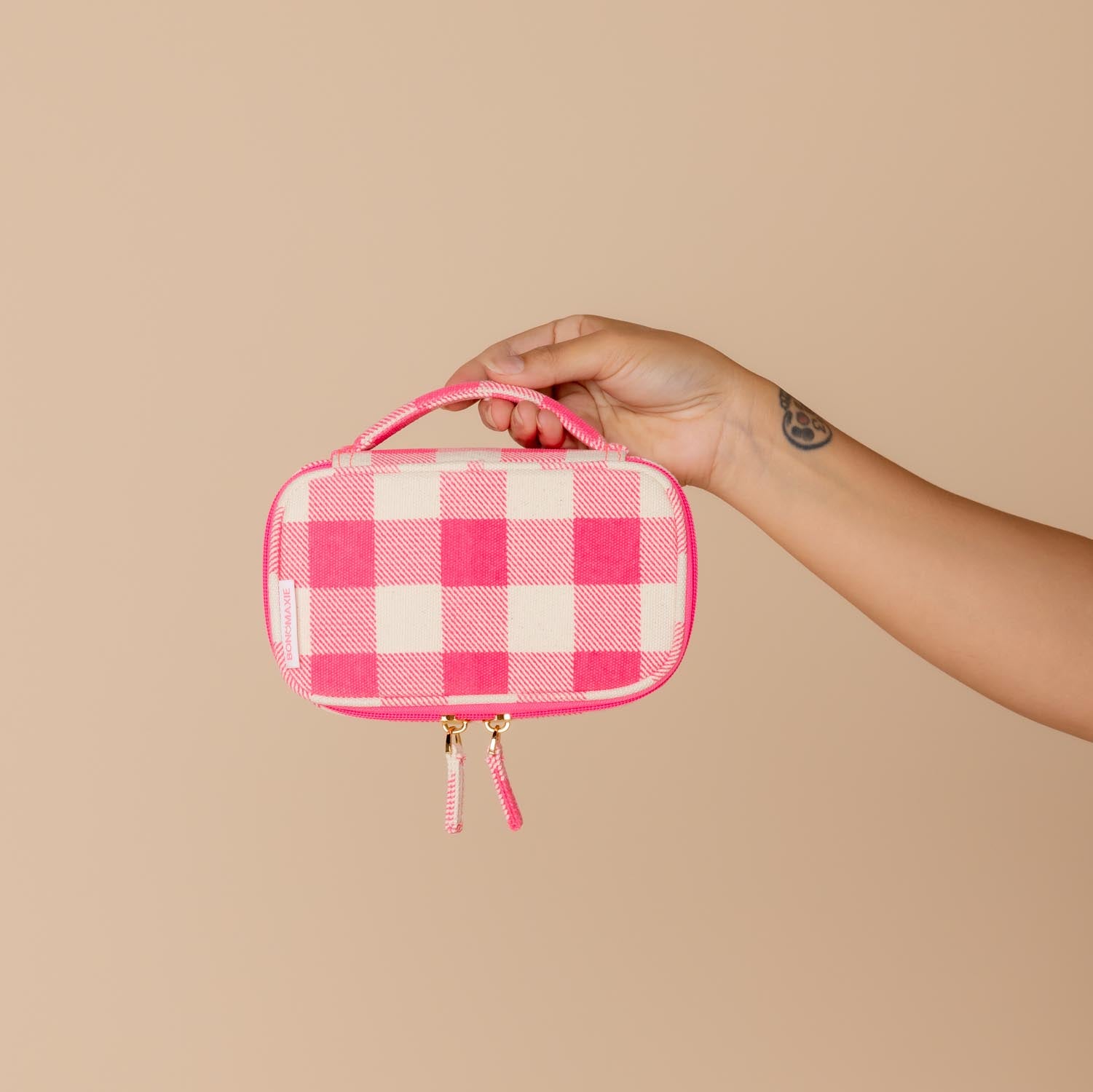 Handy Handle Case - Neon Pink Gingham Handy Pouches + Cases