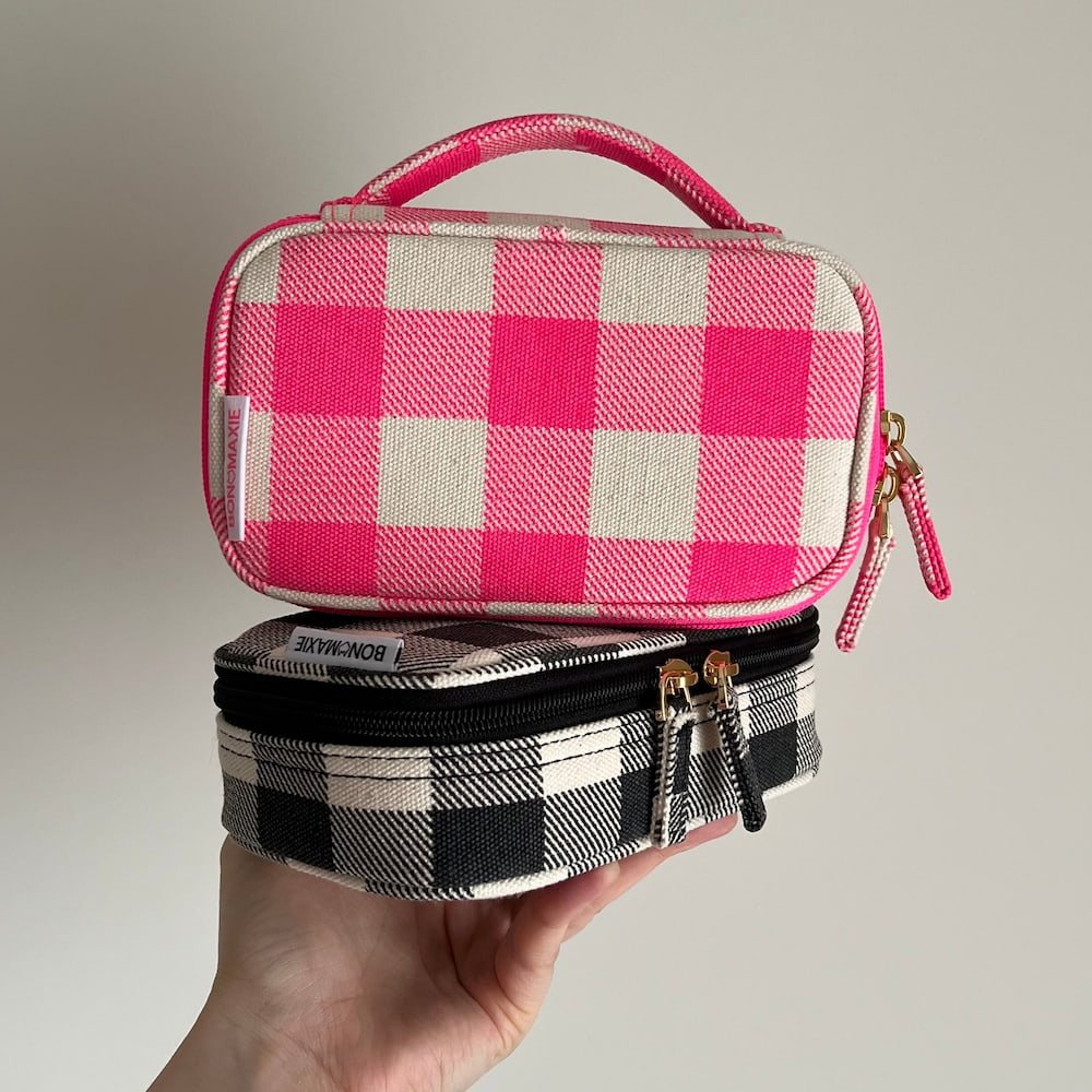 Handy Handle Case - Neon Pink Gingham Handy Pouches + Cases