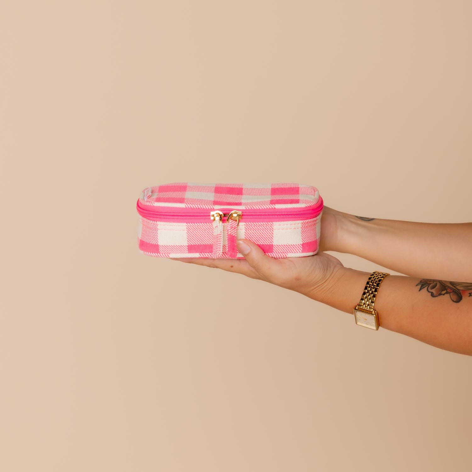 Handy Handle Case - Neon Pink Gingham Handy Pouches + Cases