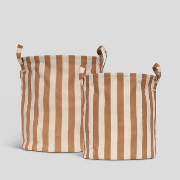 Handy Hampers Set of 2 - Tan Stripe Hamper Set