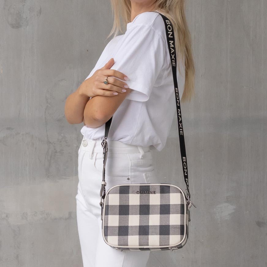 Sidekick Crossbody Bag - Black Gingham Bags Gunmetal