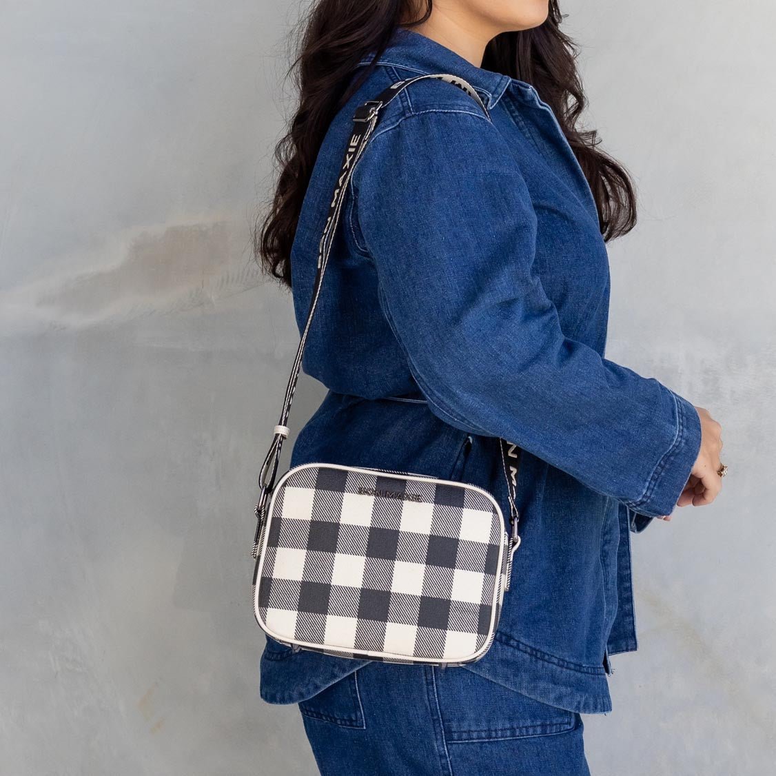 Sidekick Crossbody Bag - Black Gingham Bags Gunmetal