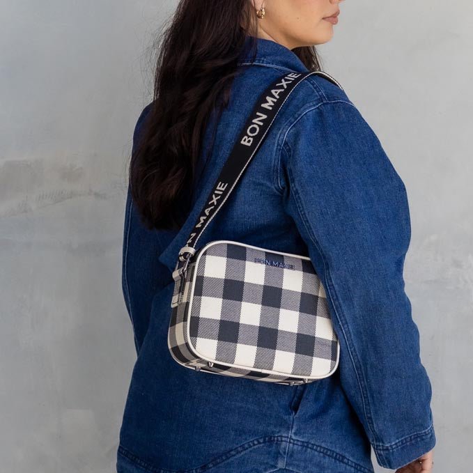 Sidekick Crossbody Bag - Black Gingham Bags Gunmetal