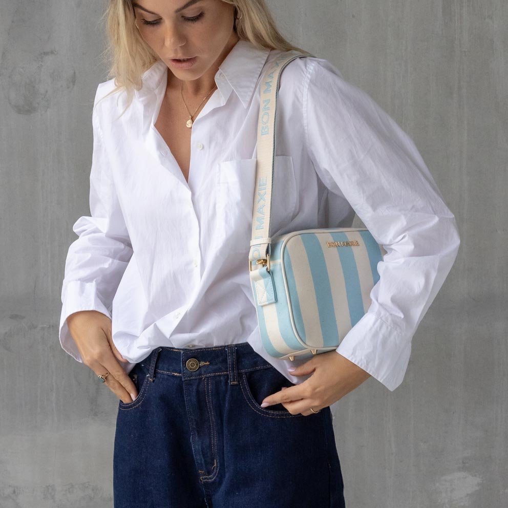 Sidekick Crossbody Bag - Blue Stripe Bags Gold