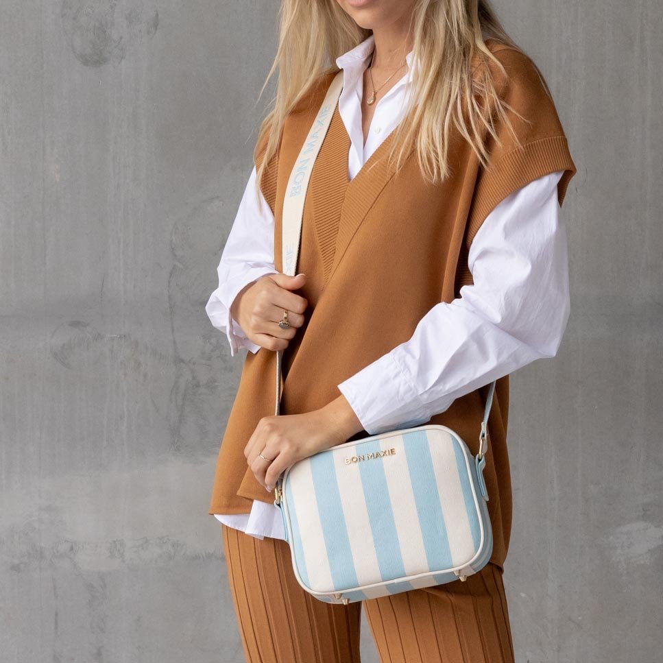 Sidekick Crossbody Bag - Blue Stripe Bags Gold