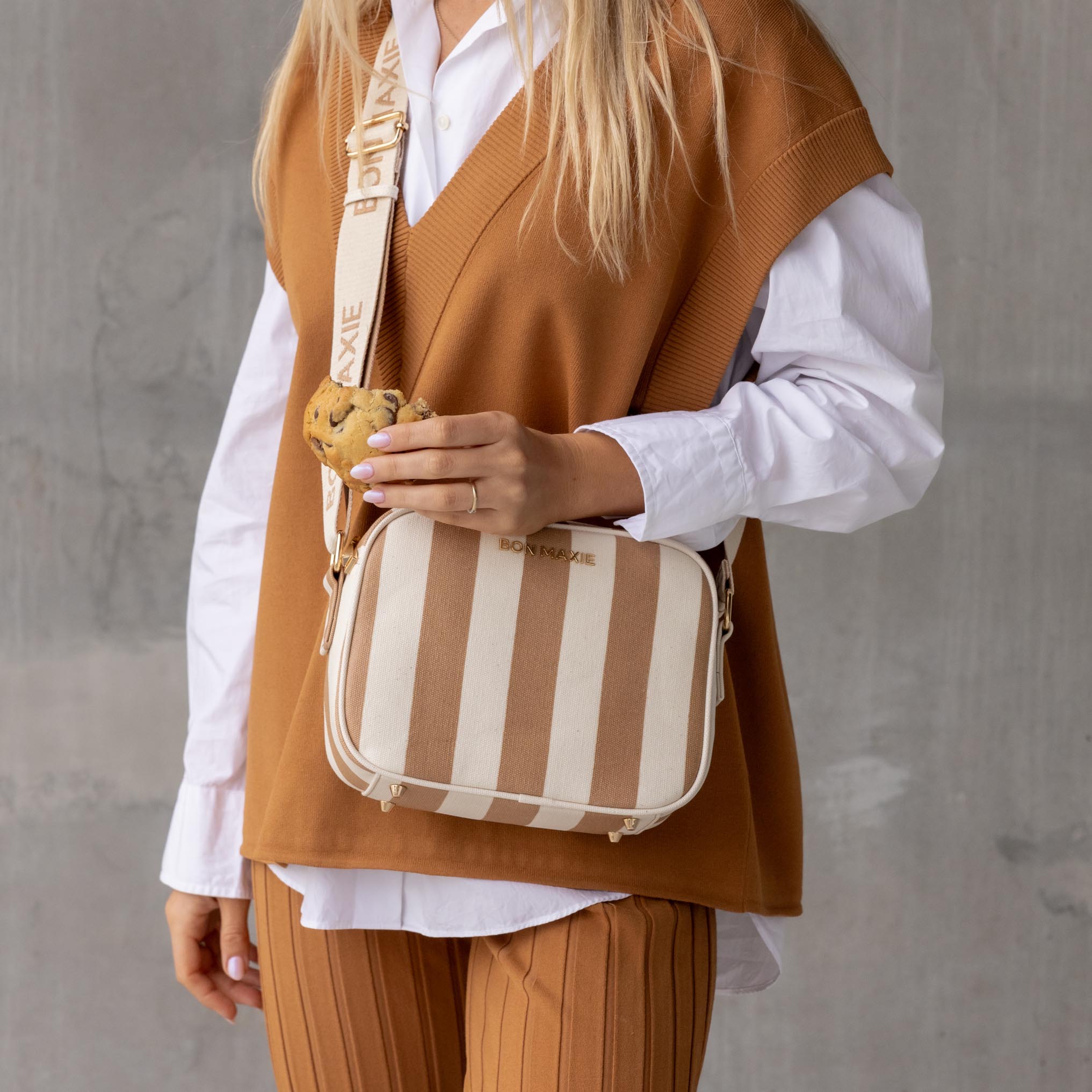 Sidekick Crossbody Bag - Tan Stripe Bags