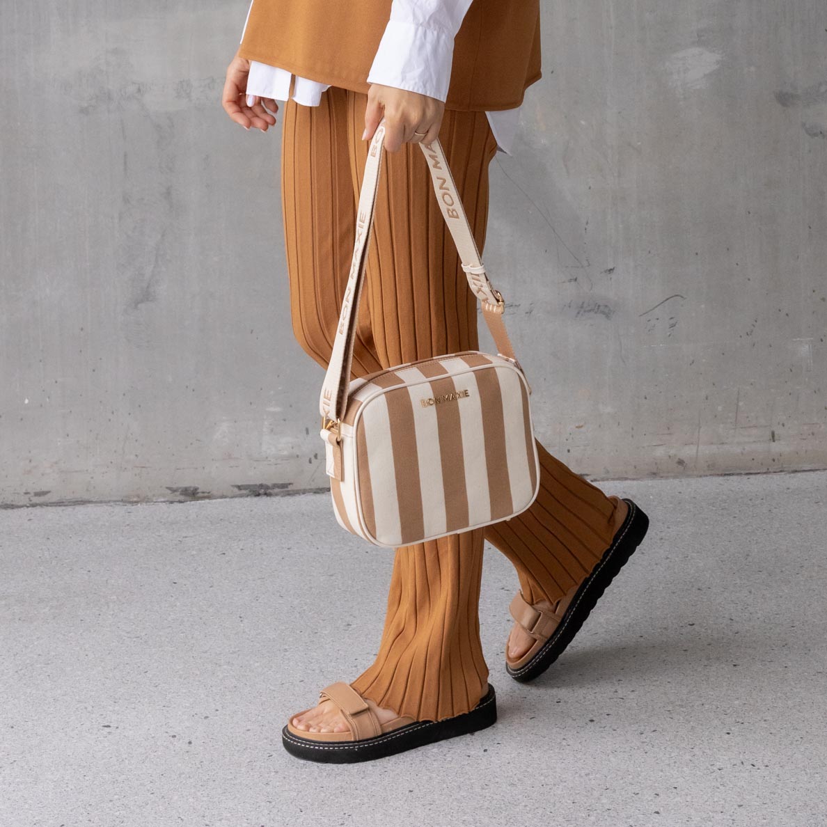 Sidekick Crossbody Bag - Tan Stripe Bags