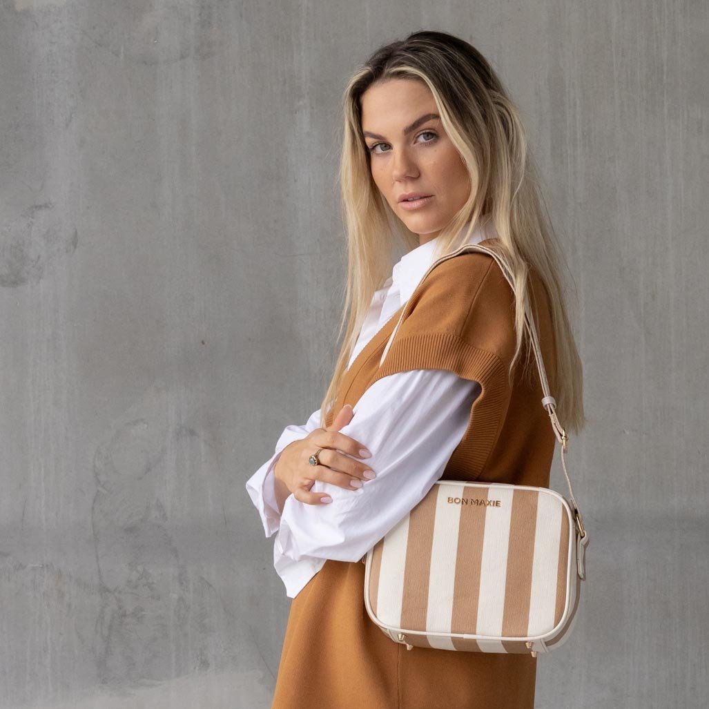 Sidekick Crossbody Bag - Tan Stripe Bags