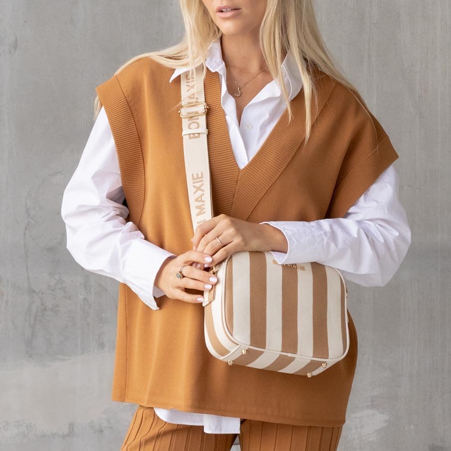 Sidekick Crossbody Bag - Tan Stripe Bags