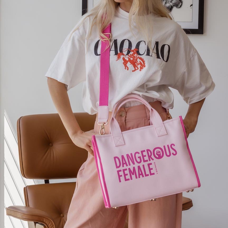 Limited Edition: Dangerous Females Charity Mini Tote Bag - Pink Canvas Bags