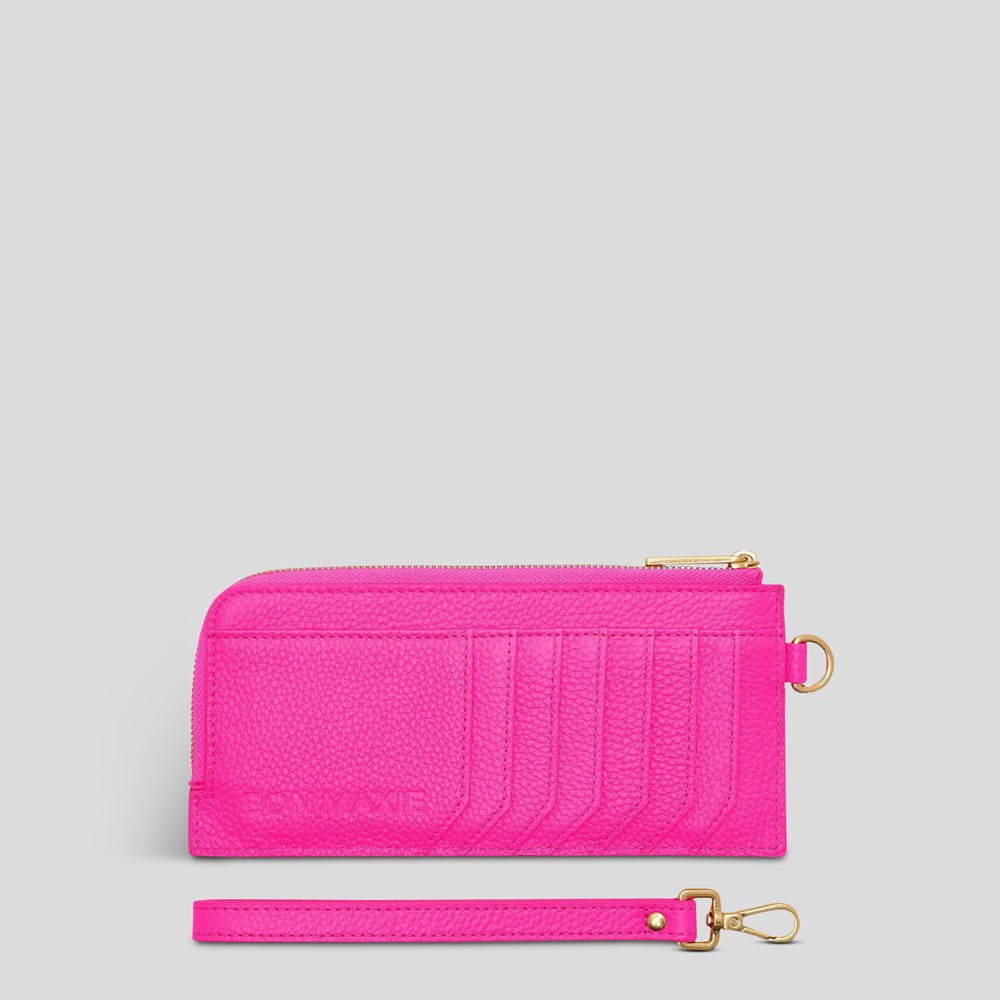 Everyday Slimline Wallet - Neon Pink Wallets Brushed Gold